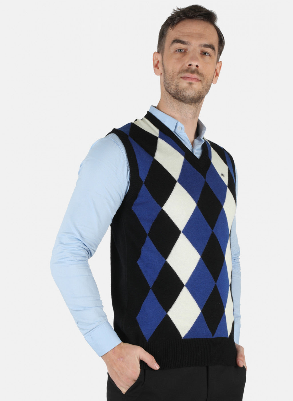 Men Multicolor Self Design Sweater