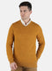 Men Yellow Self Design Pullover