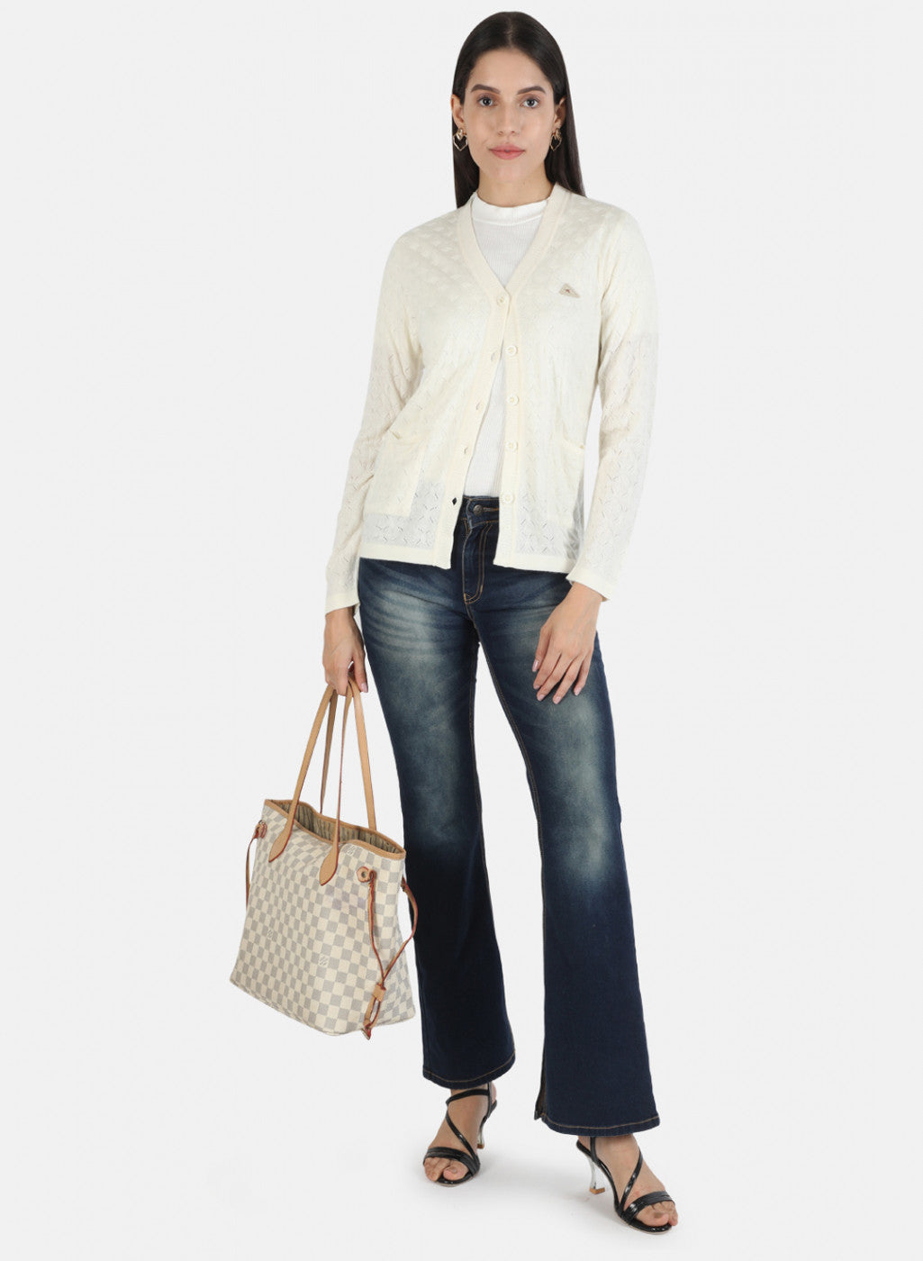 Women White Solid Cardigan