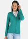 Women Green Self Design Cardigan