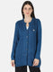 Women Blue Self Design Cardigan