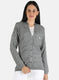 Women Grey Self Design Cardigan
