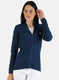 Women Blue Self Design Cardigan