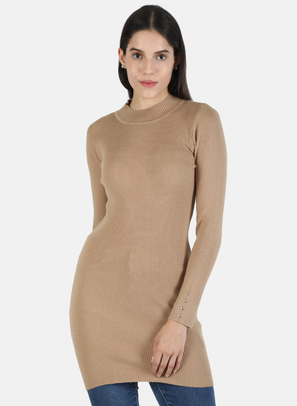 Women Brown Self Long Top
