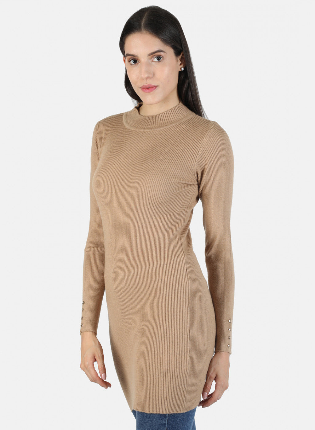 Women Brown Self Long Top