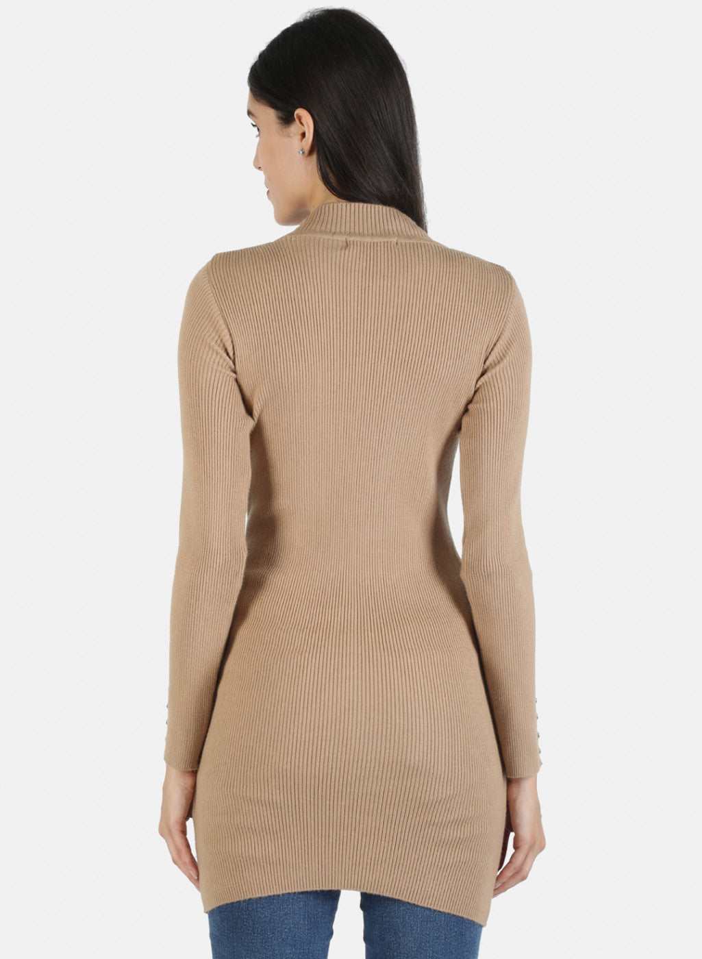 Women Brown Self Long Top