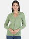 Women Green Self Cardigan