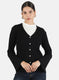 Women Black Self Cardigan