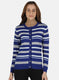 Women Blue Self Design Cardigan