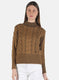 Women Brown Self Design Top