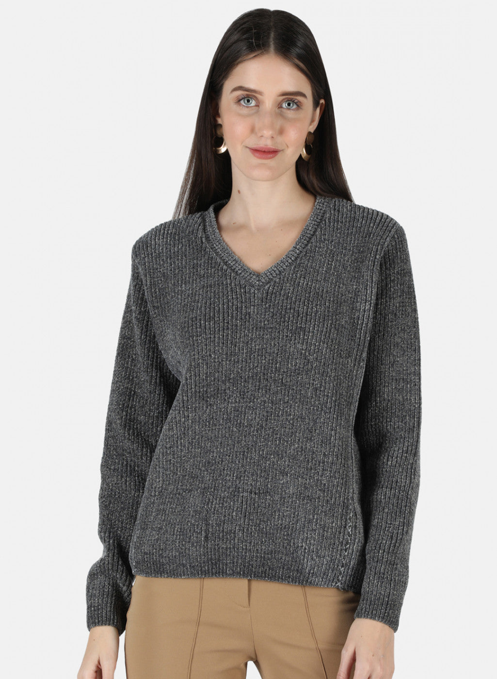 Women Grey Self Design Top