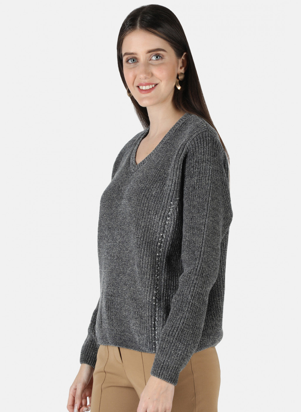 Women Grey Self Design Top