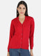 Women Red Solid Cardigan