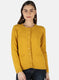 Women Mustard Self Design Cardigan