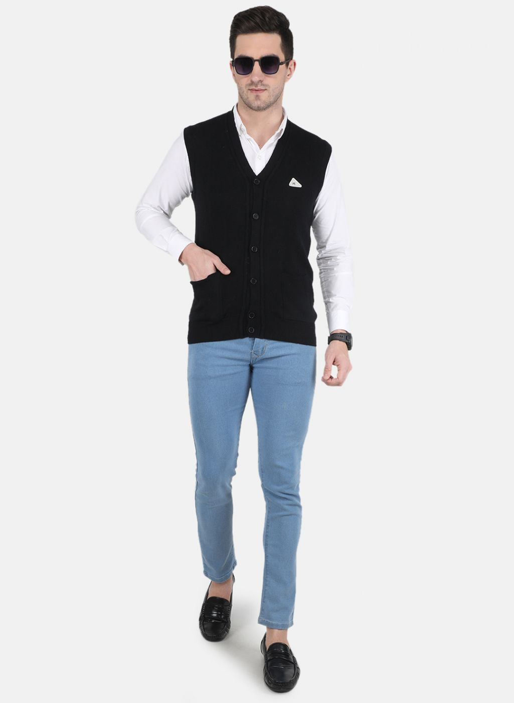 Men Black Solid Cardigan
