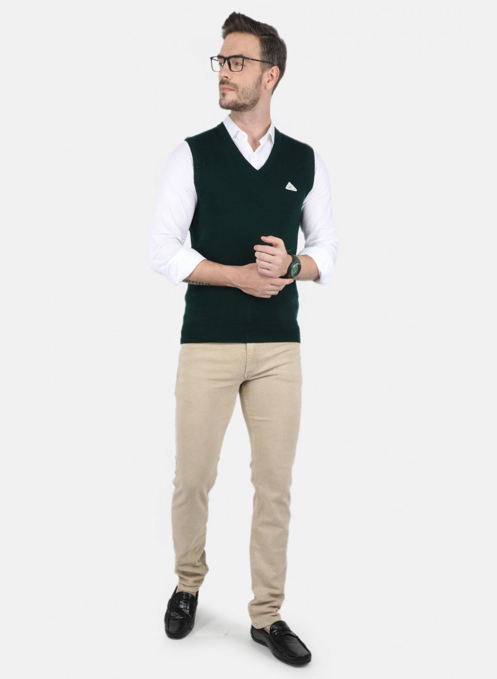 Men Green Solid Sweater