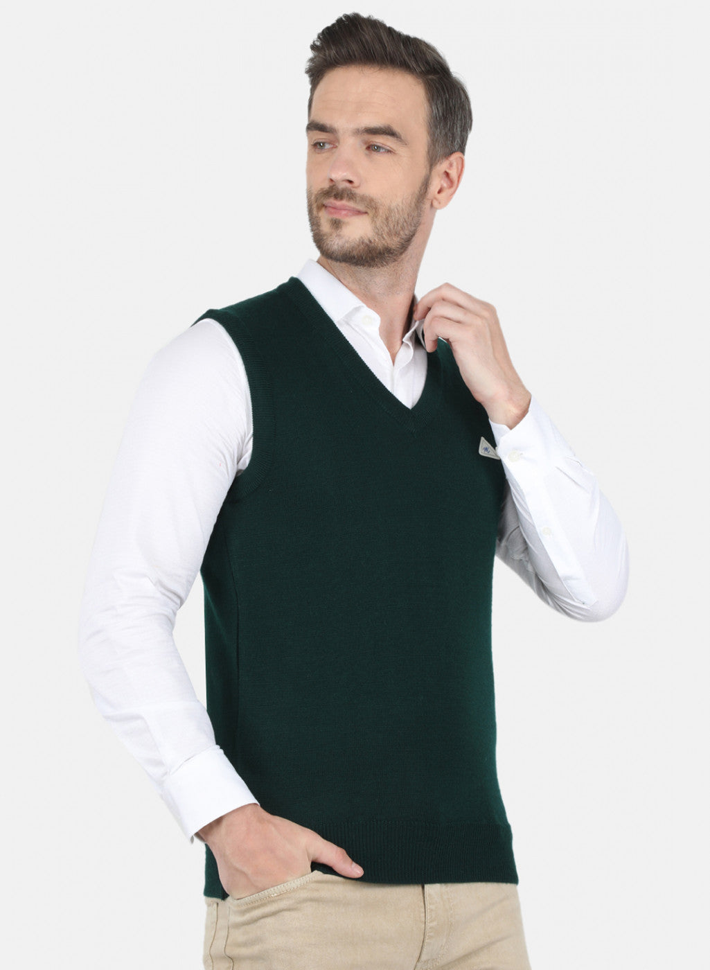Men Green Solid Sweater