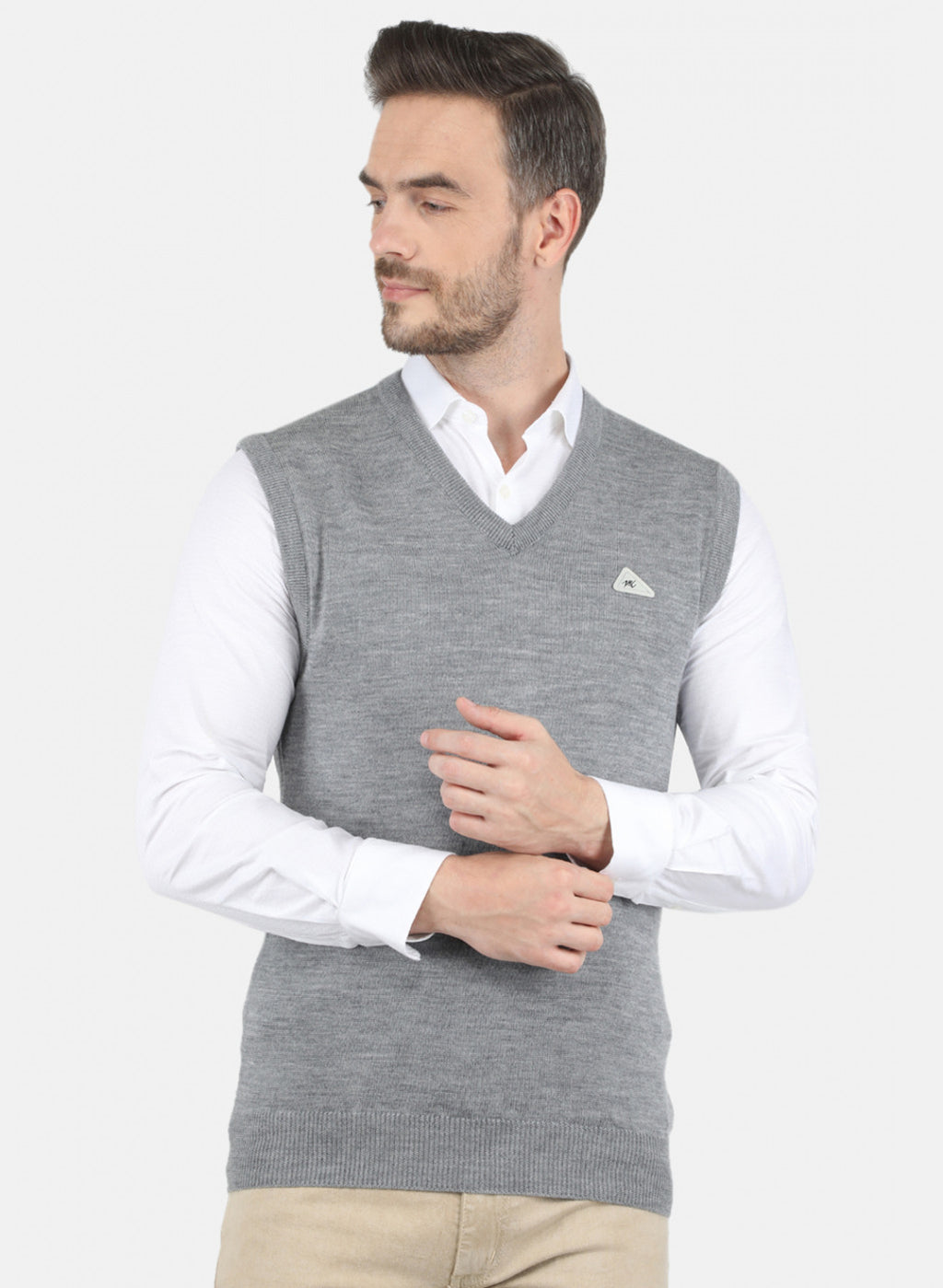 Men Grey Solid Sweater