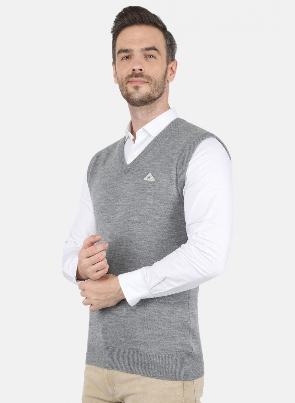Men Grey Solid Sweater