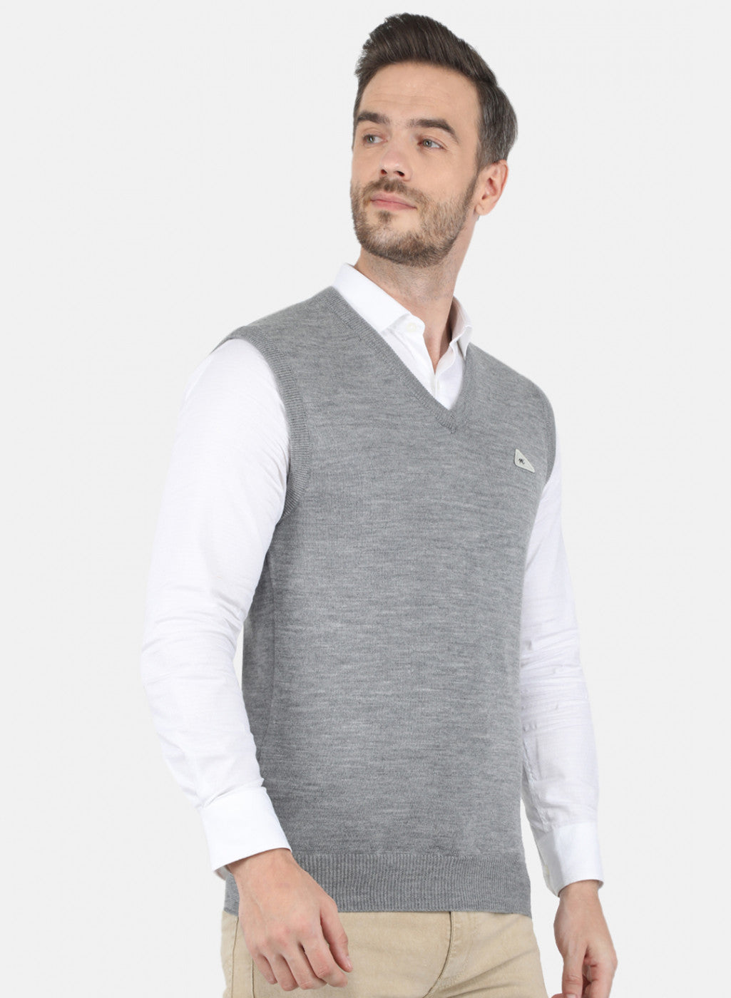 Men Grey Solid Sweater