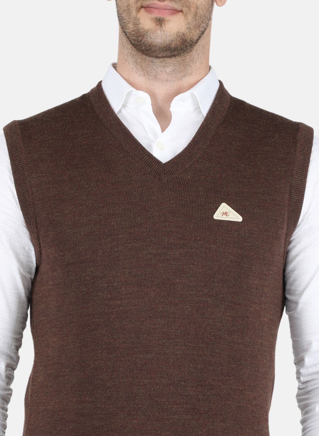 Men Brown Solid Sweater