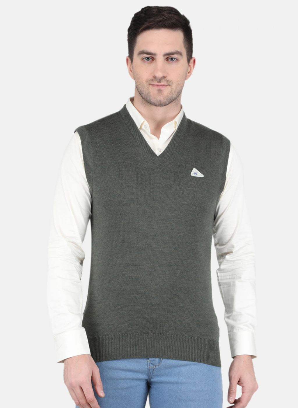 Men Olive Solid Sweater