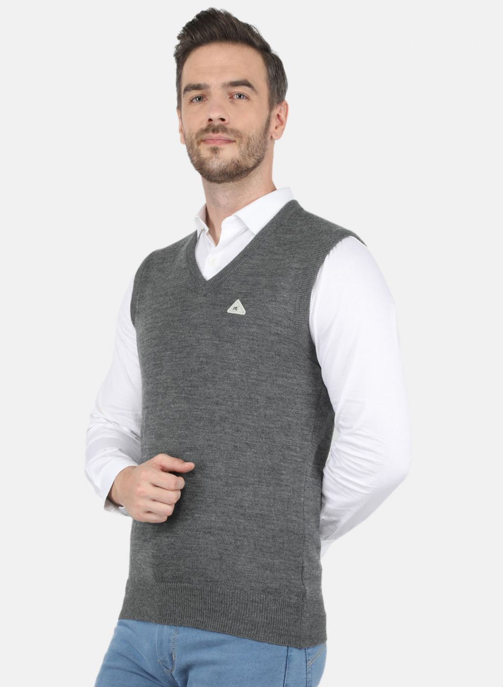 Men Grey Solid Sweater