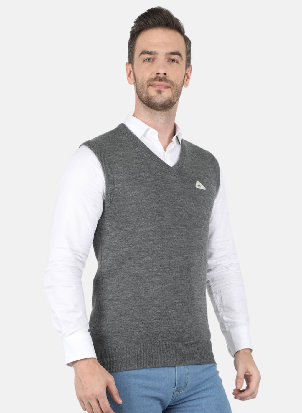 Men Grey Solid Sweater