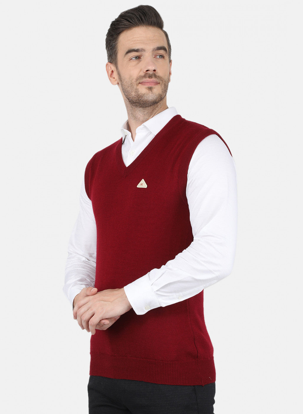 Men Maroon Solid Sweater