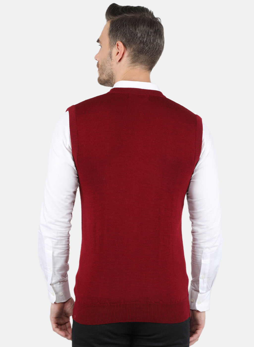 Men Maroon Solid Sweater