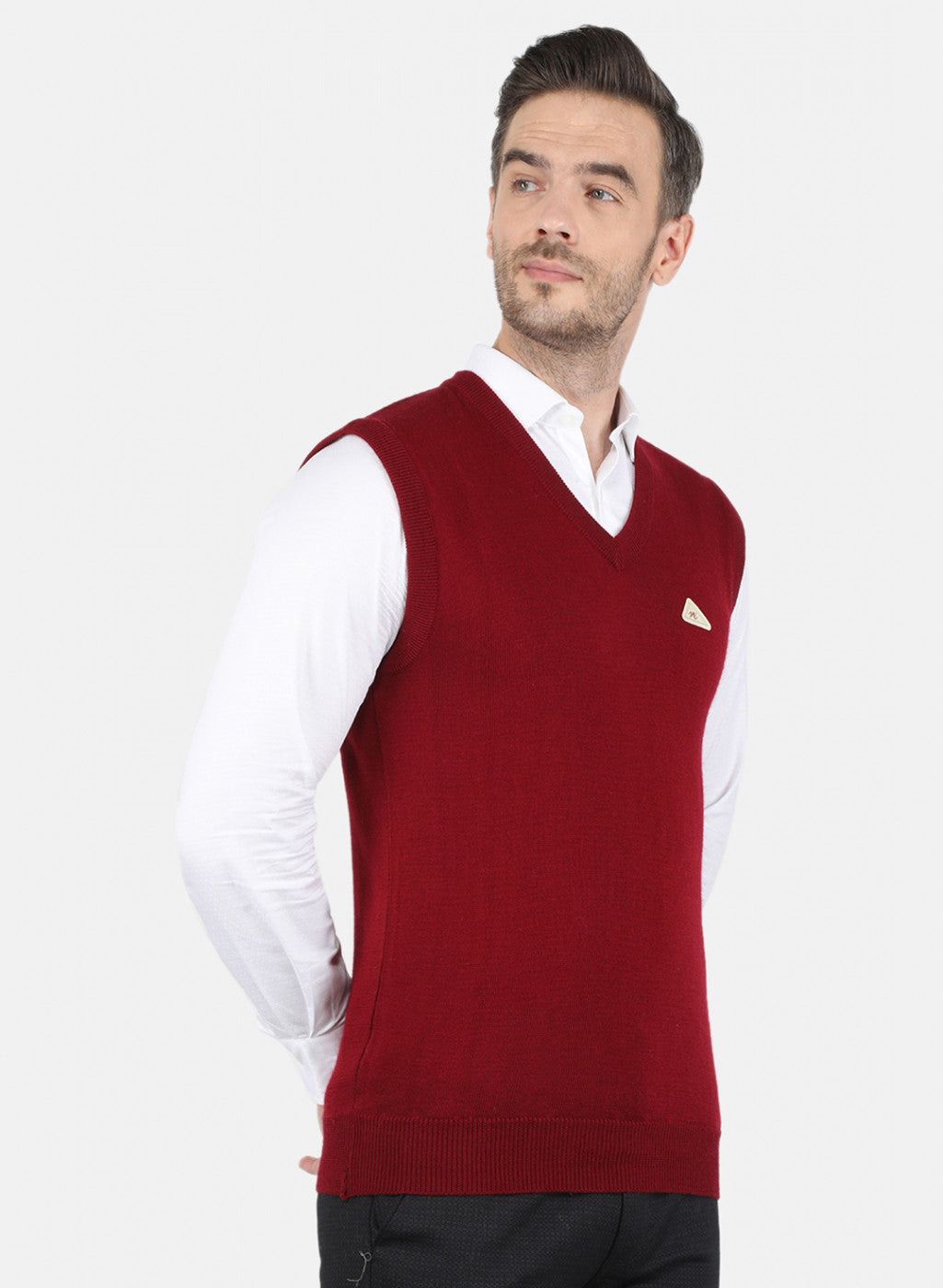 Men Maroon Solid Sweater