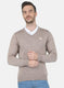 Men Beige Solid Pullover