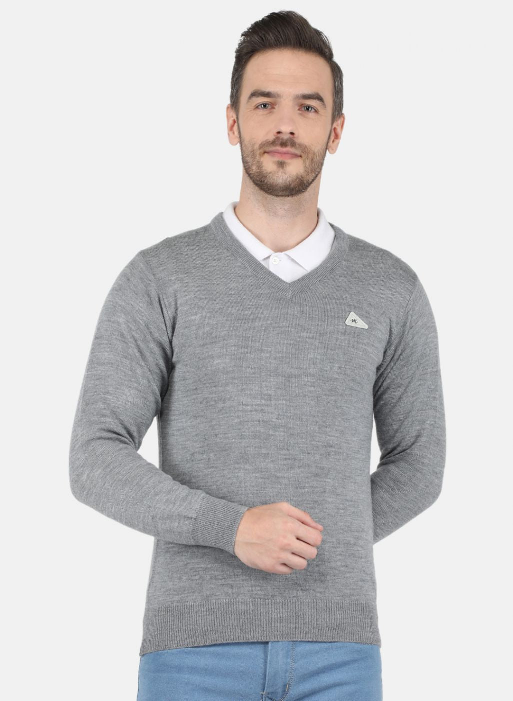 Men Grey Solid Pullover