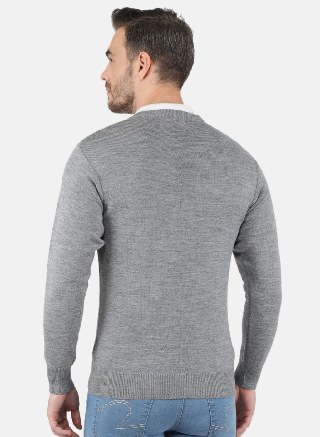 Men Grey Solid Pullover