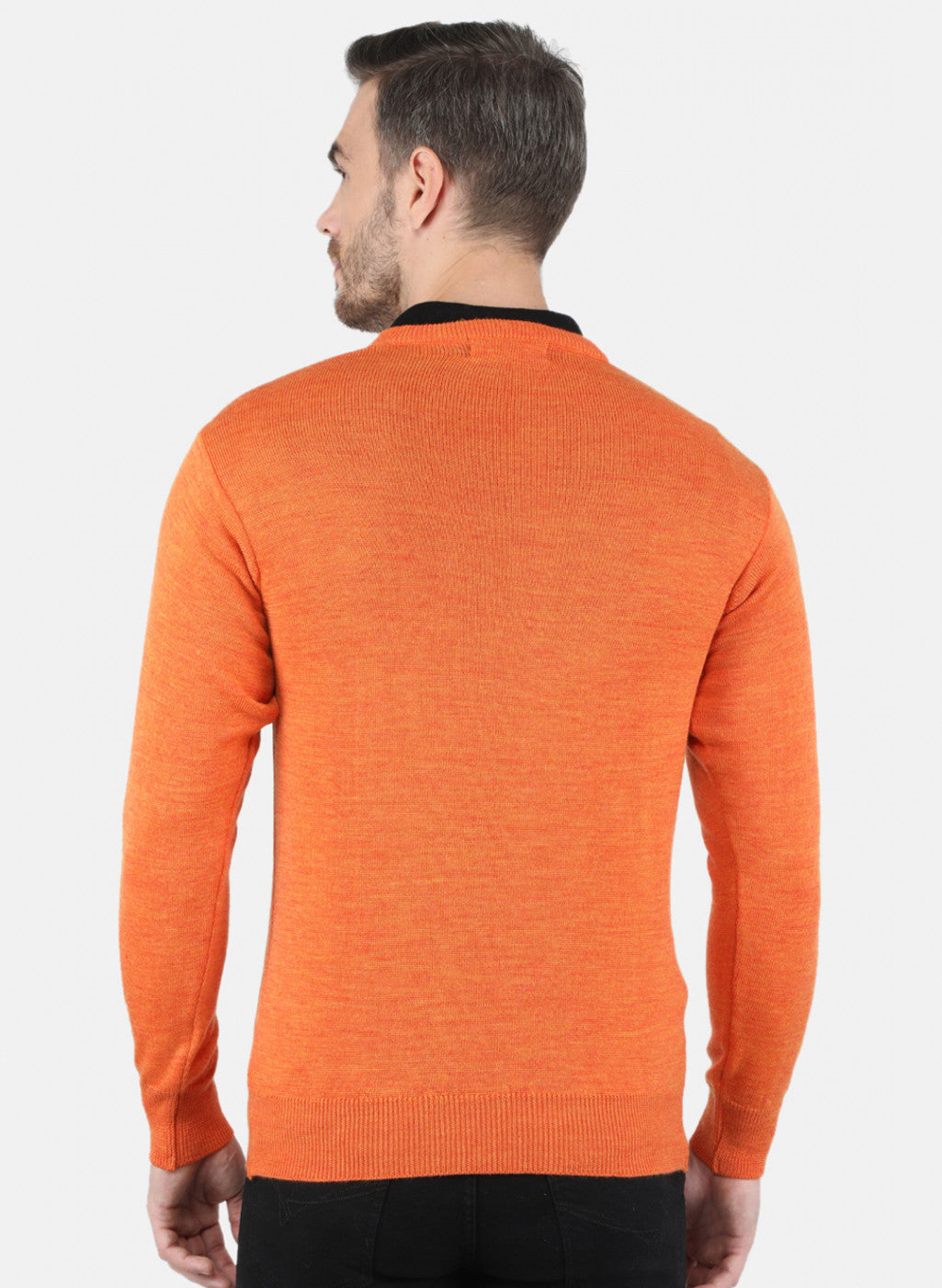 Men Orange Solid Sweater