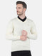 Men Cream Solid Pullover