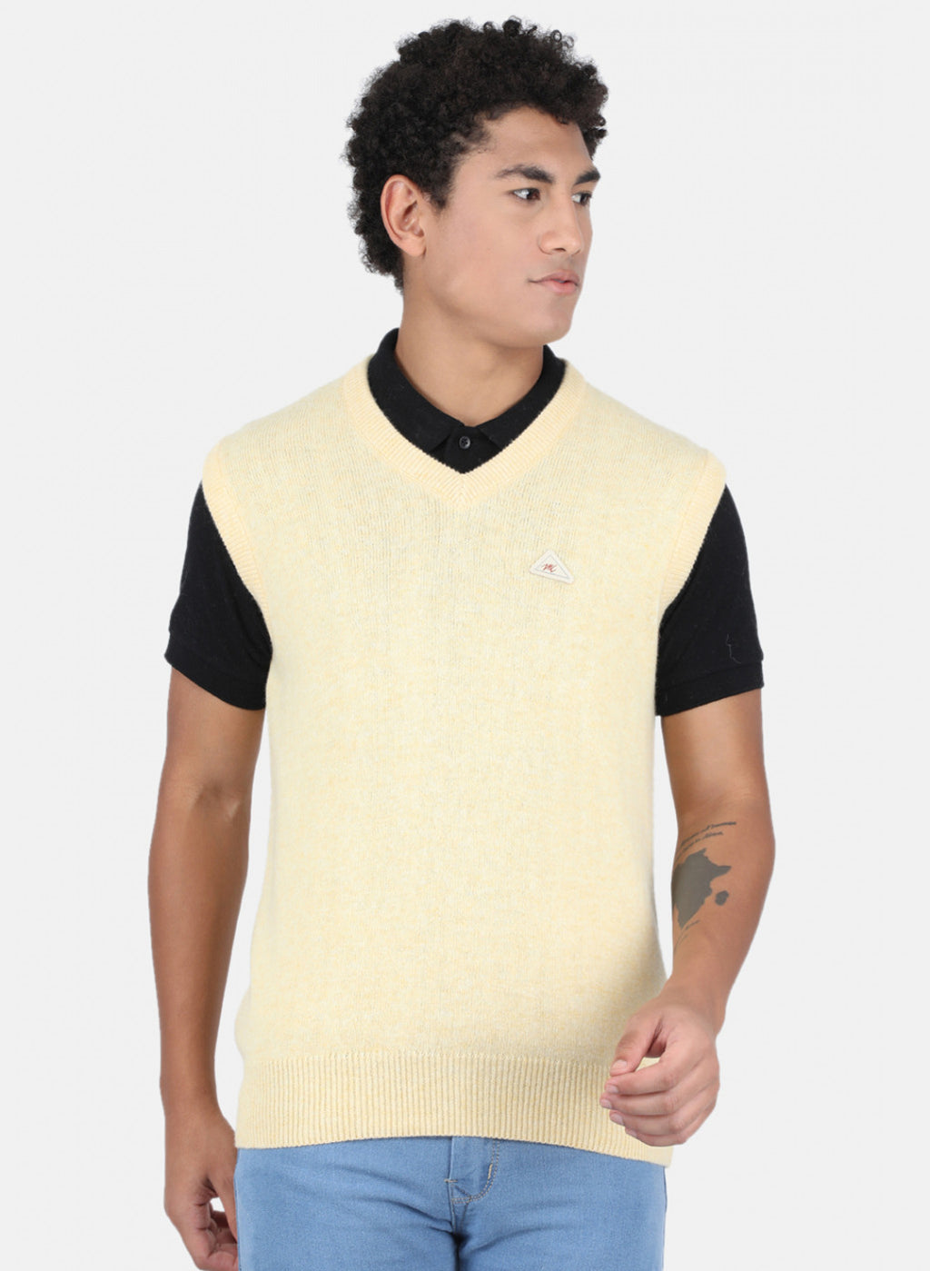 Men Beige Solid Sweater