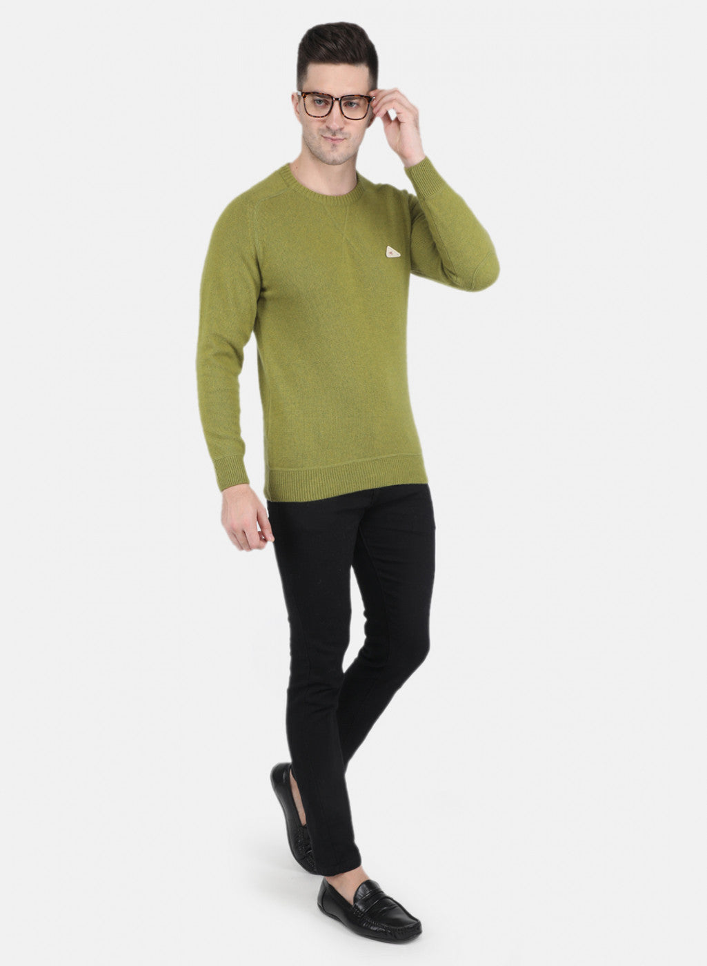 Men Green Solid Pullover