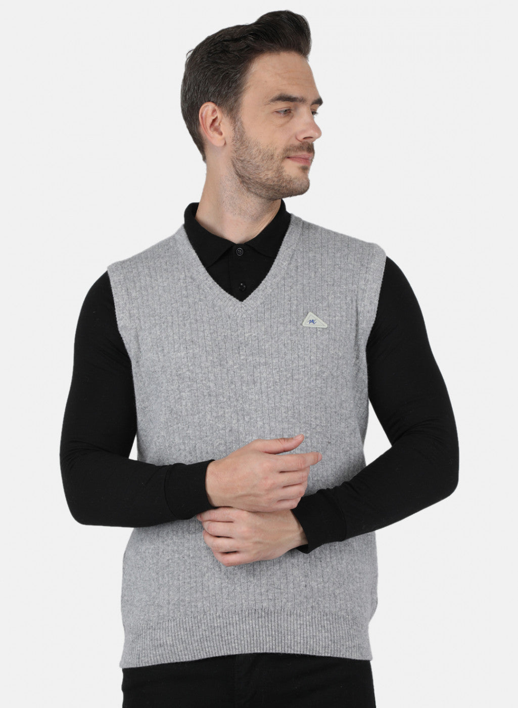 Men Grey Solid Sweater