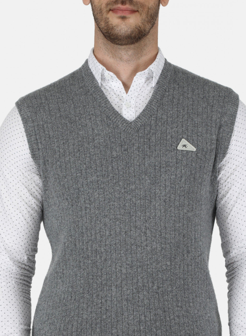 Men Grey Solid Sweater