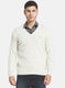 Men White Solid Pullover