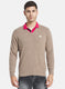 Men Beige Solid Pullover