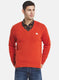 Men Orange Solid Pullover