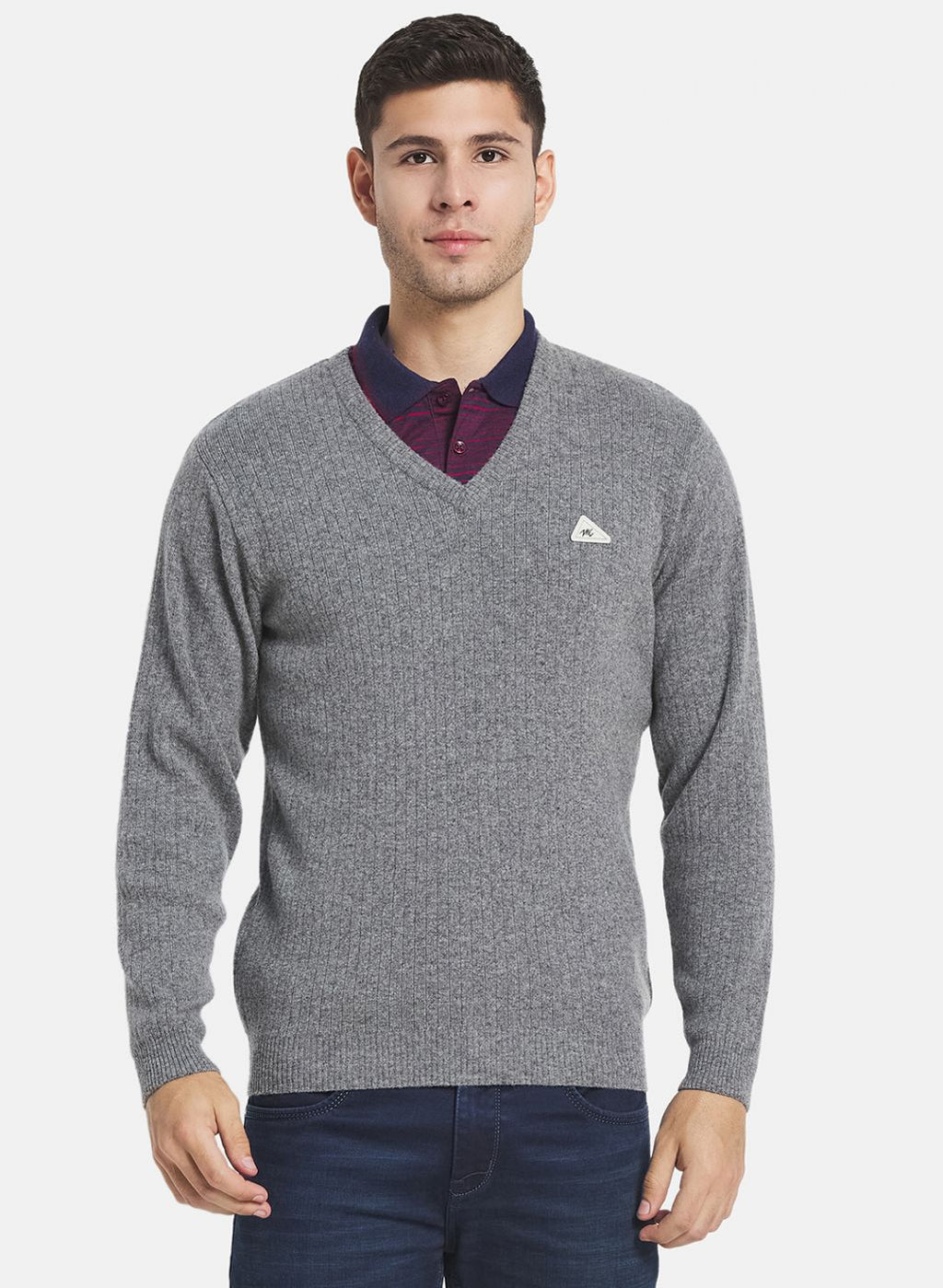Men Grey Solid Pullover