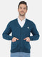 Men Blue Solid Cardigan