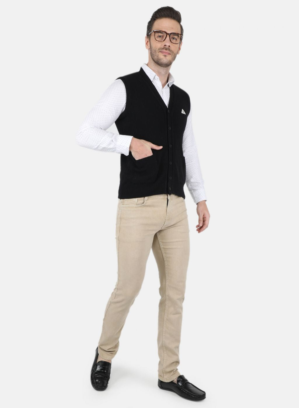 Men Black Solid Cardigan