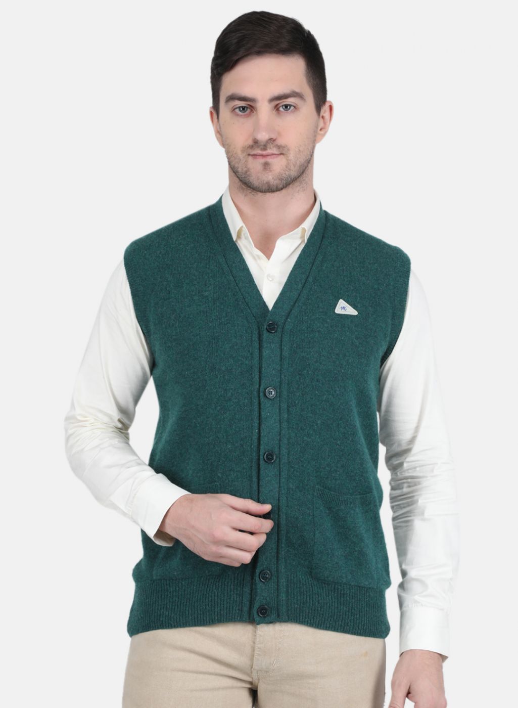 Men Green Solid Cardigan