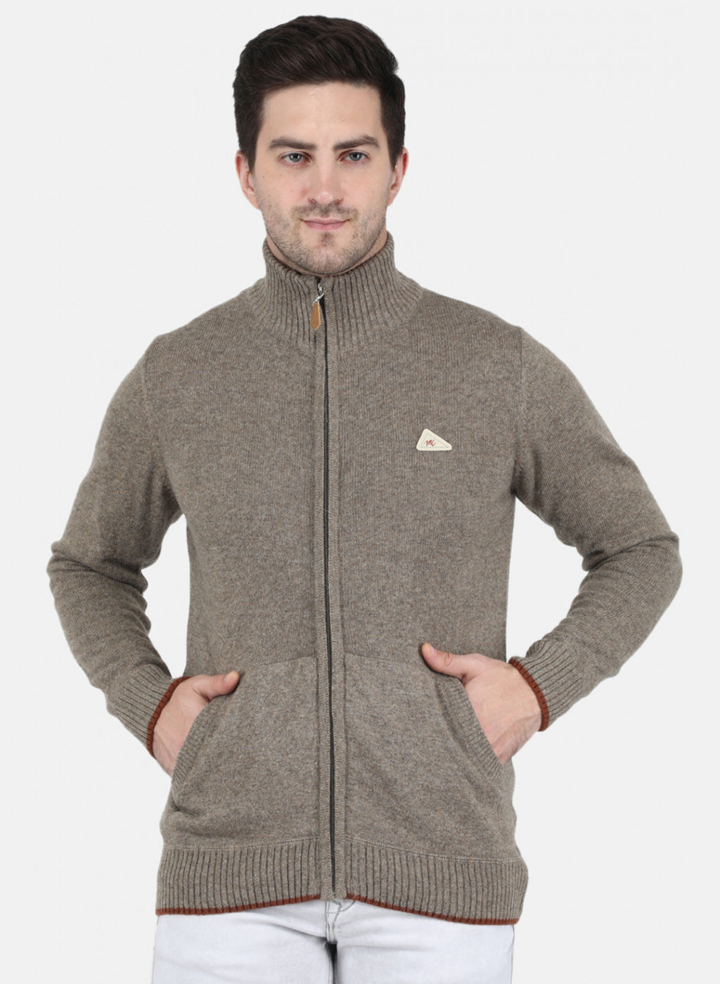 Men Brown Solid Pullover
