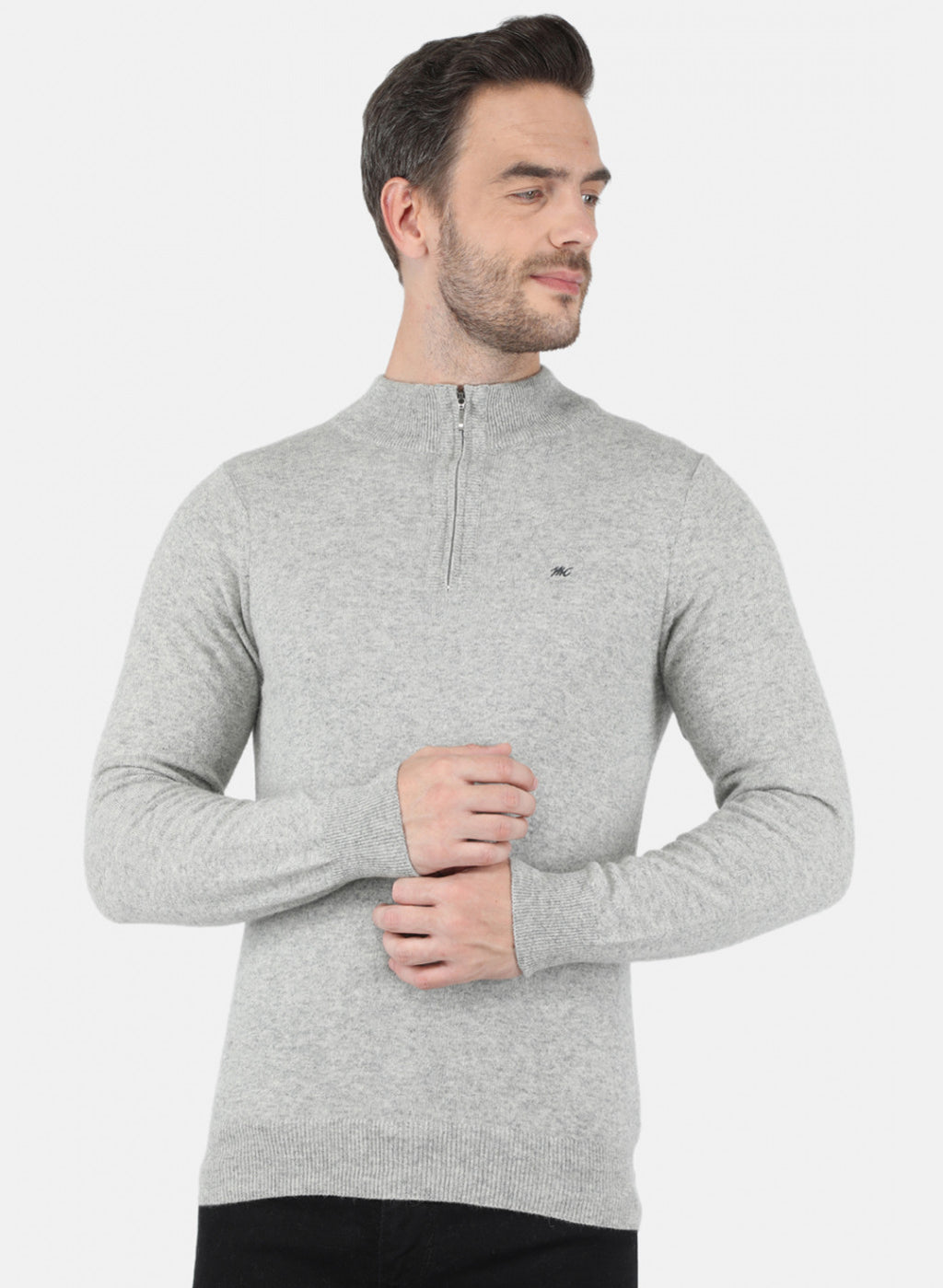 Men Grey Solid Pullover