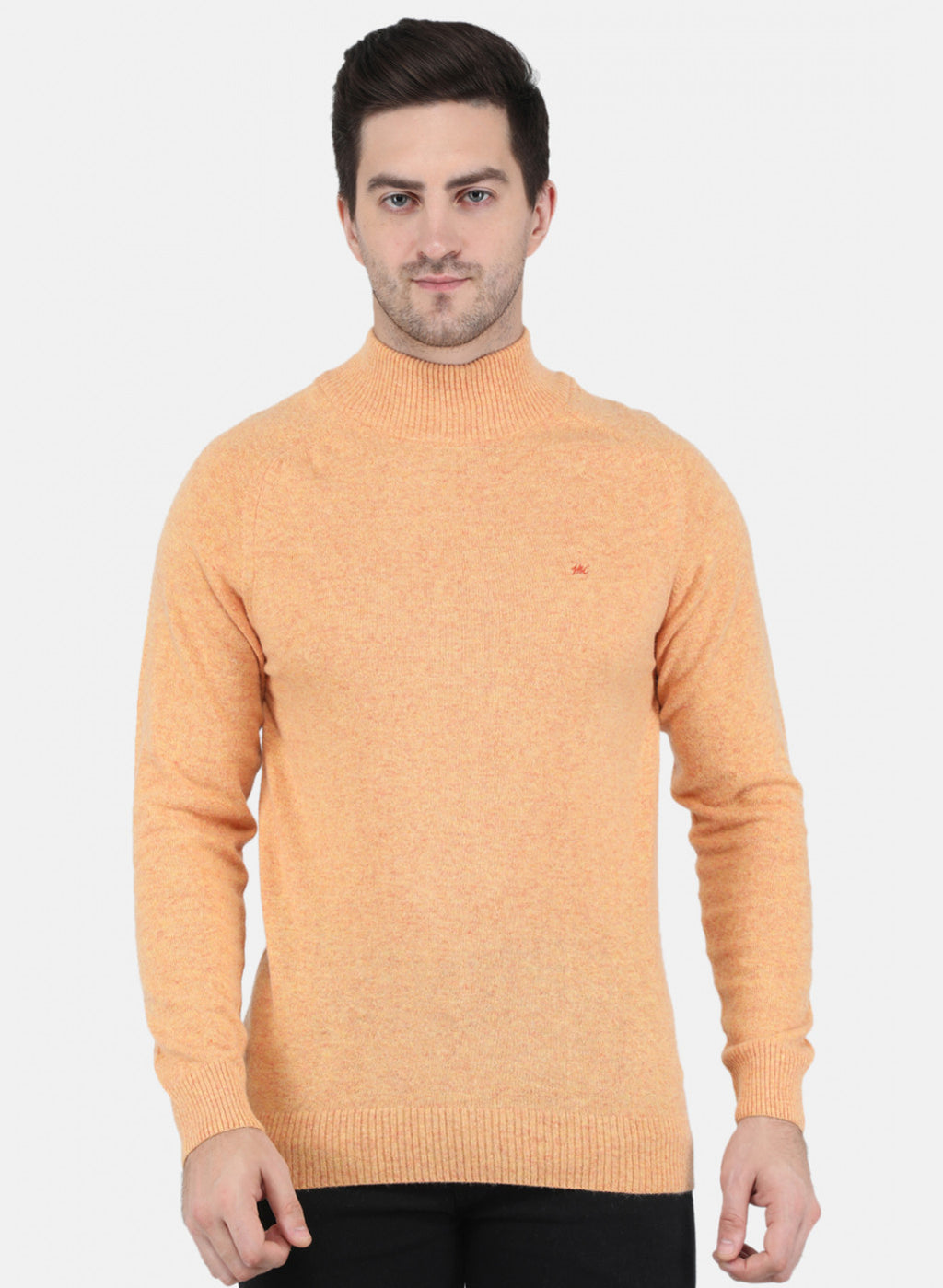 Men Orange Solid Pullover